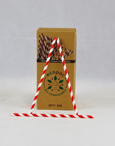Red & White striped Paper Straws 200mm x 6mm